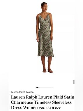 Ralph Lauren Green Plaid Midi Slip Dress